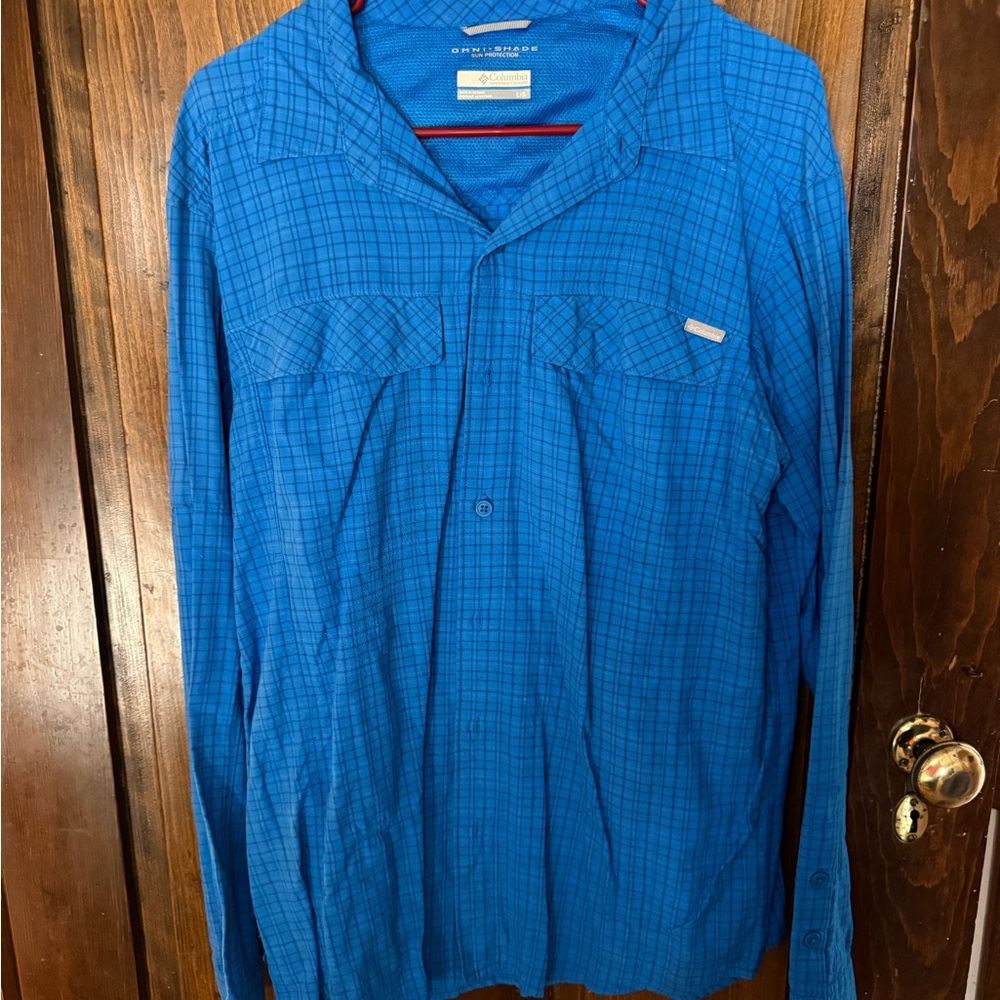 Columbia Vibrant Blue Checkered Shirt